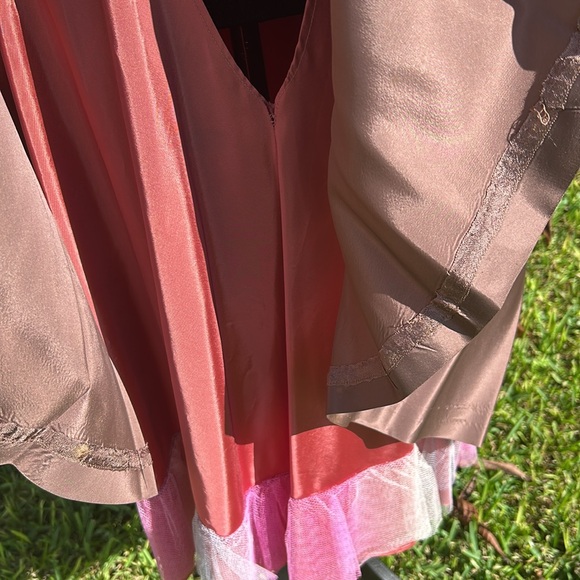 50s 60s Art Deco Brown Party Dress S/M - Picture 5 of 11